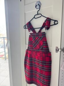 suspender dress red and black